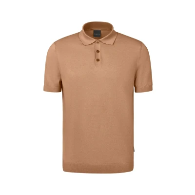Abbildung von bugatti Kurzarm MIT Knopfleiste Poloshirt, Herren, Größe: XL, Taupe