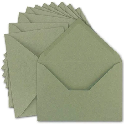 Abbildung von 25x Vintage Brief Umschläge DIN C5 Kraftpapier 120 g/m² 157 x 225 mm grün Recycling Nassklebung Spitzklappe UmWelt by GUSTAV NEUSER
