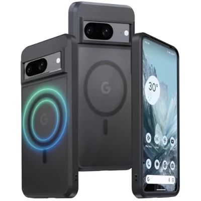 Abbildung von LONLI JIC for Pixel 8 Case Translucent Black Matte Protective Phone [Built in Magnets Magsafe] [10 FT Drop Protection]