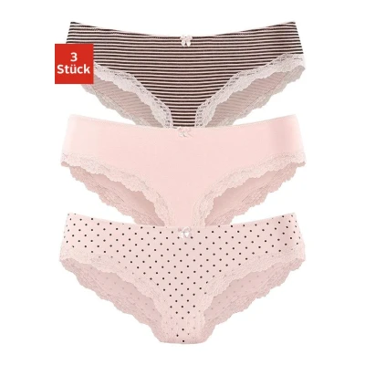 Abbildung von Lascana 3 PACK Bikinihose, Damen, Größe: 32/34, Light pink