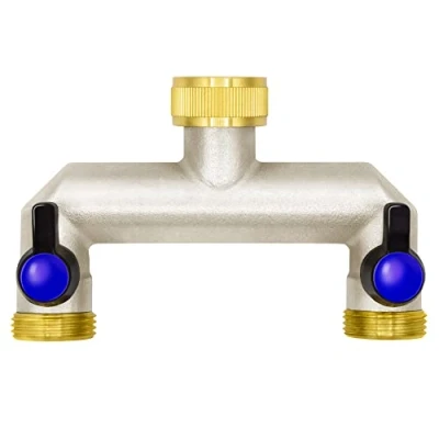 Abbildung von VARIOSAN 2 Wege Wasserverteiler 16584, 3/4&quot;, Messing, Kugelhähne