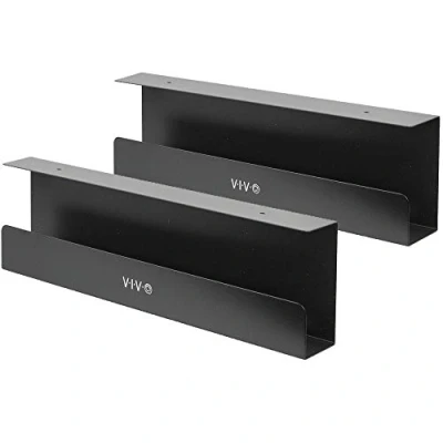 Abbildung von VIVO Desk AC06 2C Kabelmanagement Schalen, Steckdosenhalter, Kabel Organizer, Drahtbändiger für Büro und Zuhause, Schwarz, 2 Stück