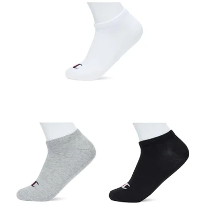 Abbildung von Champion Unisex Sneaker 3ER PACK Basic LOGO Socken, Größe: 35 38, Schwarz weiß grau