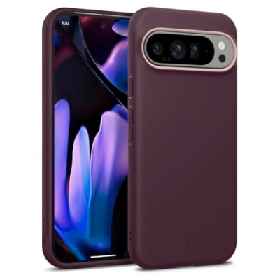 Abbildung von Caseology Nano Pop für Google Pixel 9 Pro XL Hülle, [Weiches und staubfreies Material] [Fallschutz in Militärqualität] Seitengriffmuster Schutzhülle Burgundy