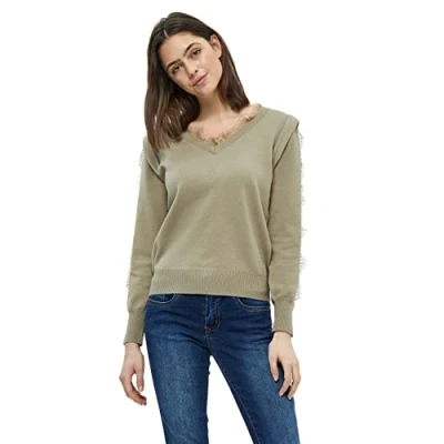 Abbildung von DESIRES Damen Kaiona Spitzenpullover Beige XXL