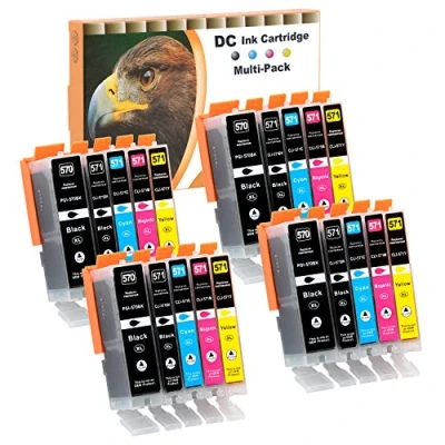 Abbildung von D&amp;C 20x Druckerpatronen Kompatibel für Canon PGI 570 PGI570 CLI 571 CLI570 PIXMA MG5753 MG6800 MG6850 MG6851 MG6852 MG6853 MG7700 MG7750 MG7751 MG7752 MG7753 TS5050 TS5051 TS5053 TS5055
