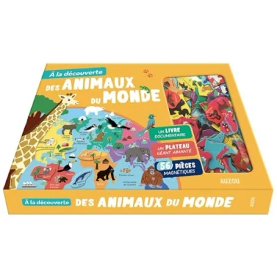 Abbildung von A la découverte des animaux du monde (édition 2018): un livre documentaire, plateau géant animé, 119 pièces magnétiques