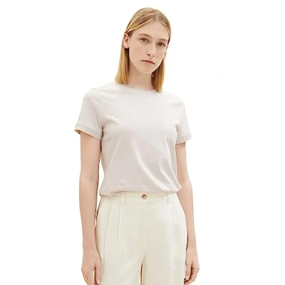 Abbildung von TOM TAILOR Damen T Shirt mit Logo Print aus Bio Baumwolle