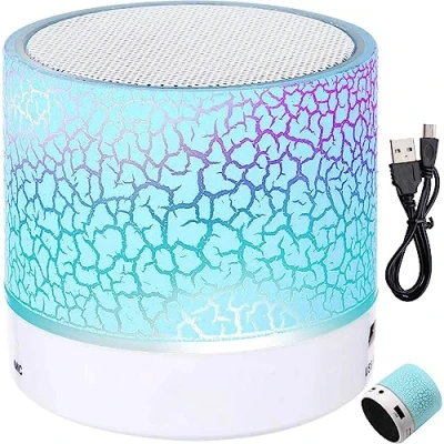 Abbildung von Retoo Bluetooth Lautsprecher, Tragbarer kabelloser Outdoor Mini Lautsprecher mit Farbwechsel, FM Radio, Steckplatz Speicherkarten microSD, LED Beleuchtung, 5 Stunden Wiedergabe, Wireless, Blau