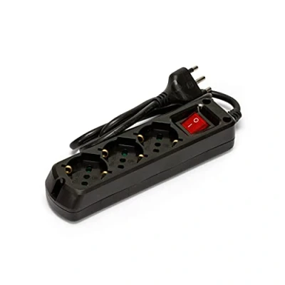 Abbildung von Mehrfachsteckdose 3 fach Schuko + 10/16A mit Schalter 1m Kabel und Stecker 16A