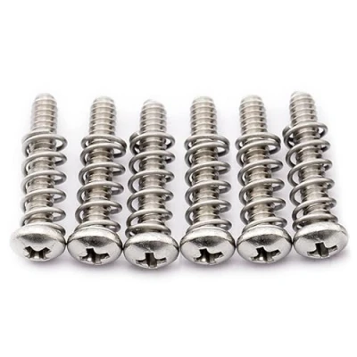 Abbildung von Musiclily Pro #4 40X5/8&quot; Edelstahl Saitenreiter Intonations Schrauben und Federn Set für Fender Strat Style E Gitarre Tremolo Brücke (6er Set)