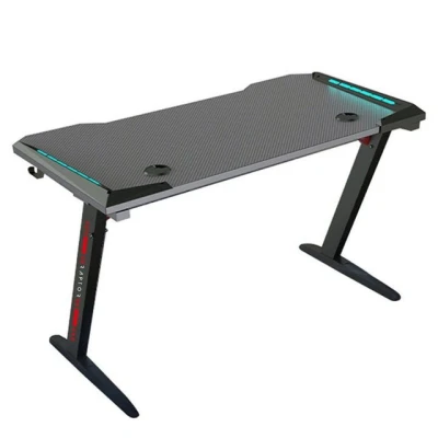 Abbildung von Raptor Gaming Tisch GT 100 RGB PC Schreibtisch mit LED Beleuchtung Home Office Computer Getränkehalter und Kopfhörerhaken, Kabelmanagement 120x60cm schwarz
