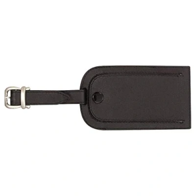 Abbildung von JSA 43117 Kofferanhänger, Anhänger für Koffer, Taschen und anderes Gepäck mit verdecktem Adressfeld, Hergestellt aus echtem Leder, ca. 11,5 x 6,5 cm, schwarz