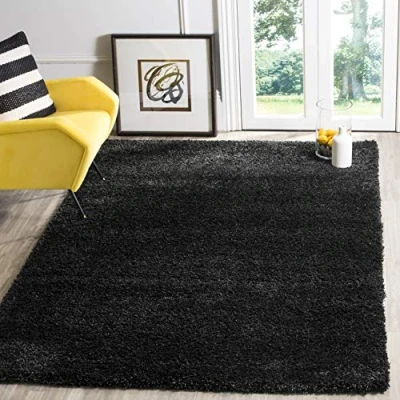 Abbildung von SAFAVIEH Zottelig Teppich für Wohnzimmer, Esszimmer, Schlafzimmer California Shag Collection, Hoher Flor, Schwarz, 91 X 152 cm