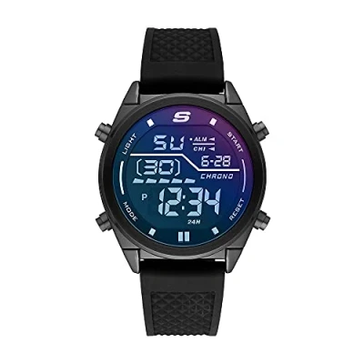 Abbildung von Skechers Herrenuhr Kentwood, Digitales Uhrwerk, 44 mm Gehäuse aus schwarzer Legierung mit Silikonarmband, SR5142