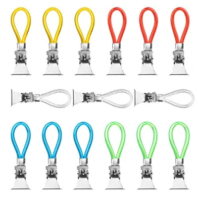 Abbildung von DONQL 15 Stück Handtuchklammer Handtuch Haken Bunt Ersatz Ösen Küche Geschirrtücher Set Handtuchclips Handtuchhalter Clips für Bad Kücher 5 Farben