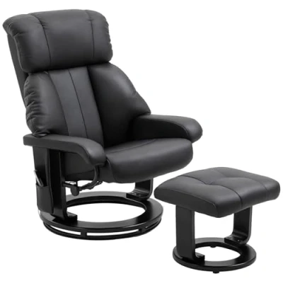 Abbildung von HOMCOM Massagesessel Fernsehsessel Relaxsessel mit Liegefunktion Sessel Hocker Massagefunktion samtartiges Polyester Schwarz 76 x 80 102 cm