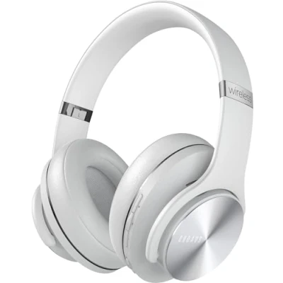 Abbildung von DOQAUS Bluetooth Kopfhörer Over Ear, Bis zu 90 Std Kabellose mit 3 EQ Modi, HiFi Stereo Faltbare Headset Mikrofon, weiche Ohrpolster für iPhone/ipad/Android/Laptops Hellgrau