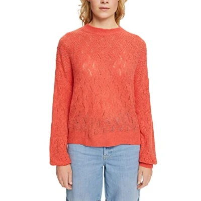 Abbildung von edc by Esprit Pointelle Strickpullover, Damen, Größe: XL, Coral