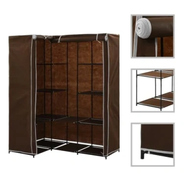 Abbildung von vidaXL Eckkleiderschrank Eck Kleiderschrank Stoffschrank Faltschrank Garderobenschrank Garderobe Schrank Schlafzimmerschrank Schlafzimmer Braun 130x87x169 cm