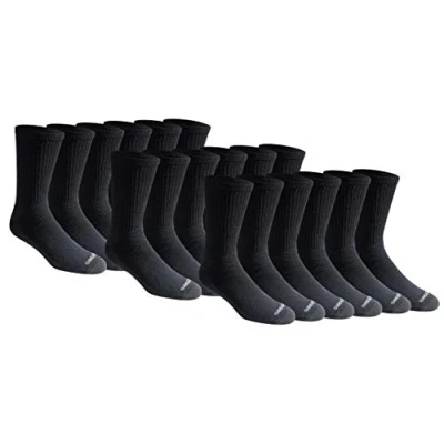 Abbildung von Dickies Herren Arbeitssocken, Baumwollmischgewebe, gepolstert, 18 und 36 Paar, Schwarz (18 Paar), Shoe Size: 13 15