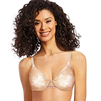 Abbildung von Bali Damen All Around Smoothing Underwire Bra Vollschalen BH, Sandschale/Weißes Blattmuster, 85B