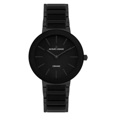 Abbildung von JACQUES LEMANS Damenuhr Monaco massiv Edelstahl/High Tech Ceramic Edelstahl ip Black 42 7O