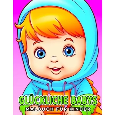Abbildung von Glückliche Babys Malbuch für Kinder: 30 Ausmalbilder mit entzückenden Neugeborenen, perfekt als Scherzgeschenke, Wichtelgeschenke und Weihnachtsgeschenke.