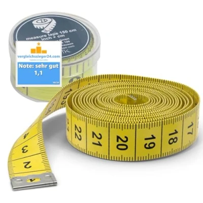 Abbildung von Everhomely® Maßband 5x Massband 2 in 1 cm + inch Schneidermaßband 150 cm, Doppelseitig und