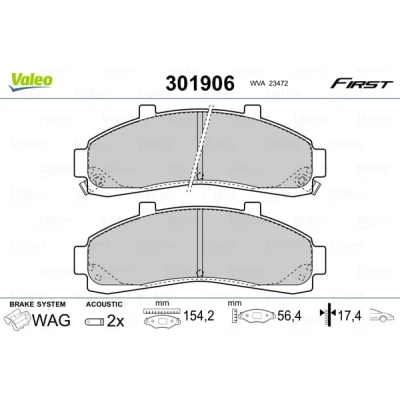 Abbildung von VALEO 301906 Bremsbelagsatz FIRST Vorderachse inkl. Verschleißwarnkontakt ohne Anti Quietsch Blech FORD USA: Explorer Mk2, Ranger Pickup