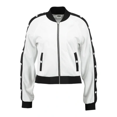 Abbildung von Urban Classics Ladies Button UP Track Jacket Bomberjacke, Damen, Größe: Small, White/black/white