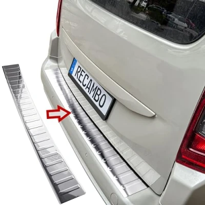 Abbildung von RECAMBO Ladekantenschutz Edelstahl Hochglanz poliert, Chrom Look kompatibel für Peugeot Rifter BJ ab 2018 Styling und Schutz die Stoßstange