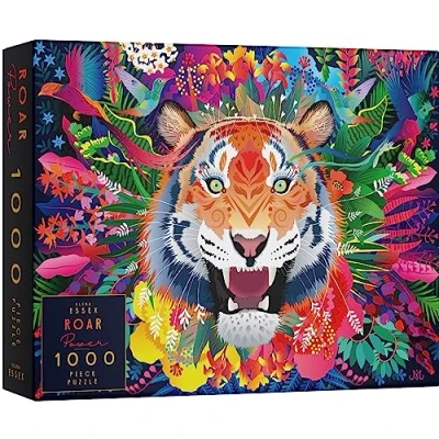 Abbildung von Elena Essex Puzzle Roar Power/Puzzle 1000 Teile Erwachsene/Puzzel/Schmetterlinge Buntes Cooles Natur Tierwelt/Puzzlegröße 68 x 49 cm