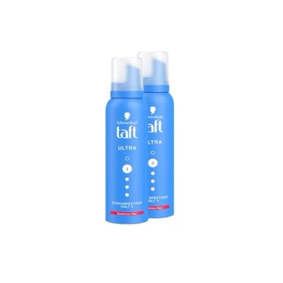 Abbildung von Schwarzkopf Taft Schaumfestiger Ultra (2x 150ml), Haltegrad 4, Haarschaum für alle Haartypen, stärkt das Haar, vegane Formel*
