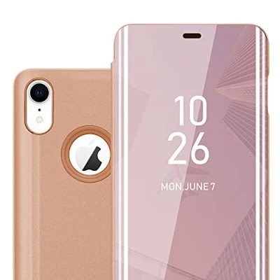 Abbildung von Cadorabo Hülle kompatibel mit Apple iPhone XR Schutzhülle TPU Silikon Case 360 View Spiegel, Slim Kratzfest Weiche Gummi Rundumschutz Cover für in Pink