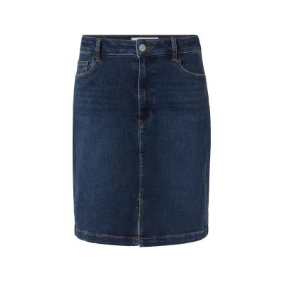 Abbildung von comma casual identity MIT Vorderseitigem Schlitz Jeansrock, Damen, Größe: 34, Dunkelblau