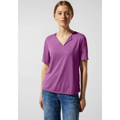 Abbildung von Street One Seidenlook Tshirt basic, Damen, Größe: 34, Lila