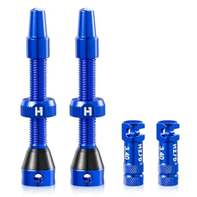 Abbildung von HZJD 2 Stück Presta Tubeless Ventile, Blau, Vorbau, Integriertes Kernspeichenausbauwerkzeug(44 mm)