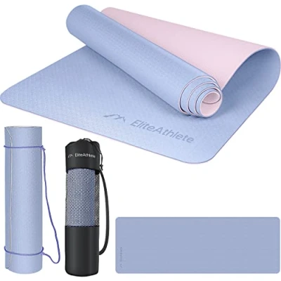 Abbildung von EliteAthlete Yogamatte Sportmatte Fitnessmatte Gymnastikmatte gepolstert &amp; rutschfest für Fitness, Pilates Yoga Matte 183 cm x 61 0.6 Trainingsmatte inkl. Transportgurt + Tasche