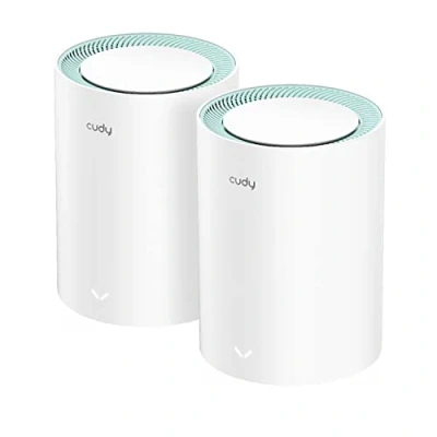 Abbildung von Cudy AC1200 Gigabit Whole Mesh WLAN System, Dualband, Extender, Ports, High Gain Antennen, VPN, Cloudflare, Verbindung von bis zu 100 Geräten, M1300 2er Pack