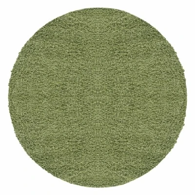 Abbildung von Carpetsale24 Shaggy Hochflor Teppich Wohnzimmer 160 cm Rund Grün Modern Flauschiger Extra Weich, Pflegeleicht und Einfarbig Ideal als für Schlafzimmer, Esszimmer Küche