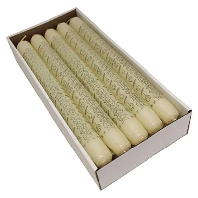 Abbildung von Ebersbacher Kerzenfabrik GmbH Adventskalenderkerzen Sterne Champagner mit goldenem Druck 10 Stück ca. (ØxH) 22 x 250 mm