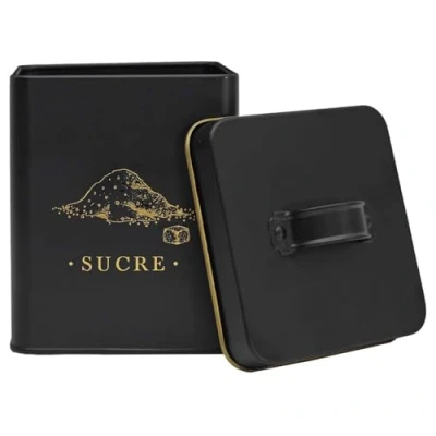 Abbildung von COOK CONCEPT, BT6810, Elegant Metal Box for Sugar, chic and modern Design, airtight optimal Preservation, ideal The Kitchen, Size: 15x10 cm, Color: Black Gold