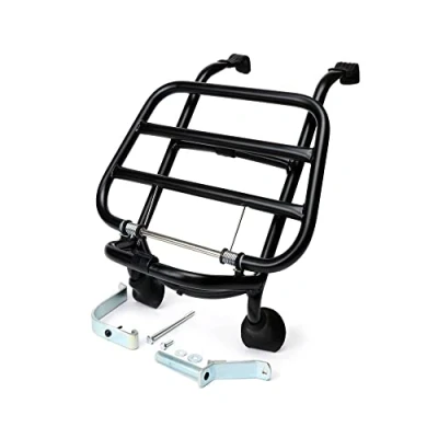 Abbildung von MOTONOSTRA Gepäckträger schwarz matt klappbar vorne kompatibel für Vespa GT, GTL, GTV, GTS, GTS Super, GT60, HPE, Supertech