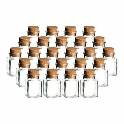 Abbildung von gouveo Vorratsglas Gewürzgläser 150 ml eckig mit Korken Korkengläser Korkverschluss, (24 tlg)