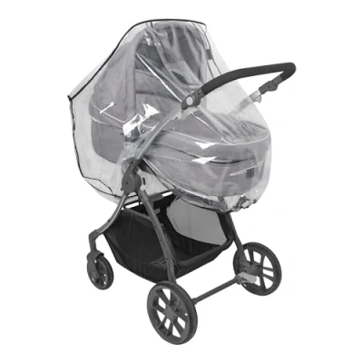 Abbildung von babycab Regenschutz mit Reflektor für Kinderwagen &amp; Buggys extragroßes Sichtfenster, Lüftungslöchern und reflektierende Details Befestigung mittels Klettverschlüssen