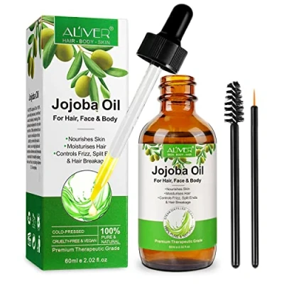 Abbildung von Bio Jojobaöl Öl, für Haarwachstum, 100% reines Jojoba Öl Haarwachstum und Hautpflege, Haare, Bart, Haut Nägel, Körpermassage 60 ml