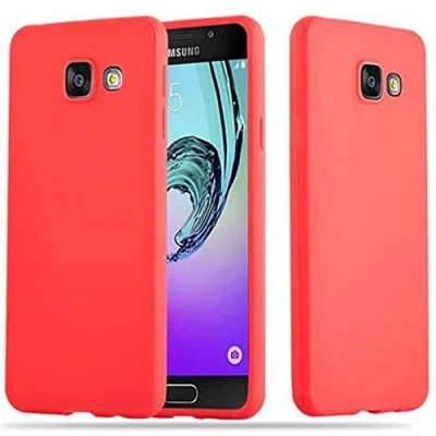 Abbildung von Cadorabo Hülle kompatibel mit Samsung Galaxy A3 2016 Schutzhülle TPU Silikon Case Candy Design Slim Kratzfest Weiche Gummi Rundumschutz für in Rot