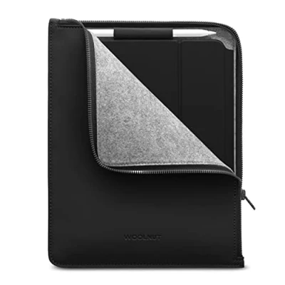 Abbildung von WOOLNUT Matte PU Folio hülle für iPad Pro 11 Zoll &amp; Air (2024, M2, M4) mit Stifthalter Schwarz Kompatibel 10,9 10 Generation