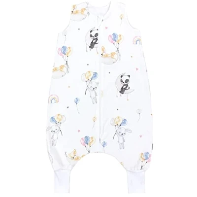 Abbildung von TupTam Baby Sommer Schlafsack mit Beinen 0.5 TOG OEKO TEX zertifizierte Materialien unwattiert Unisex, Farbe: Tiere/Luftballons/Mond, Größe: 110 122
